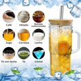 thumbnail image 3 of Vasos de Vidrio para Beber Con Tapas y Pajitas y Asa, Vaso Tipo Lata De Vidrio, Bebidas Vasos, Jarra, Cristal Con Cepillo Limpiador, botella de boba reutilizable, 3 of 4