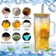 thumbnail image 3 of Vasos de Vidrio para Beber Con Tapas y Pajitas y Asa, Vaso Tipo Lata De Vidrio, Bebidas Vasos, Jarra, Cristal Con Cepillo Limpiador, botella de boba reutilizable, 3 of 4