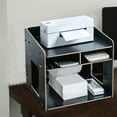 thumbnail image 1 of Desktop Organizer Cabinet Wood Desk Storage Shelf For Office Supplies Small Cabinet For Countertop Storage For Workspace Counter Storage Printers Holders, 1 of 5