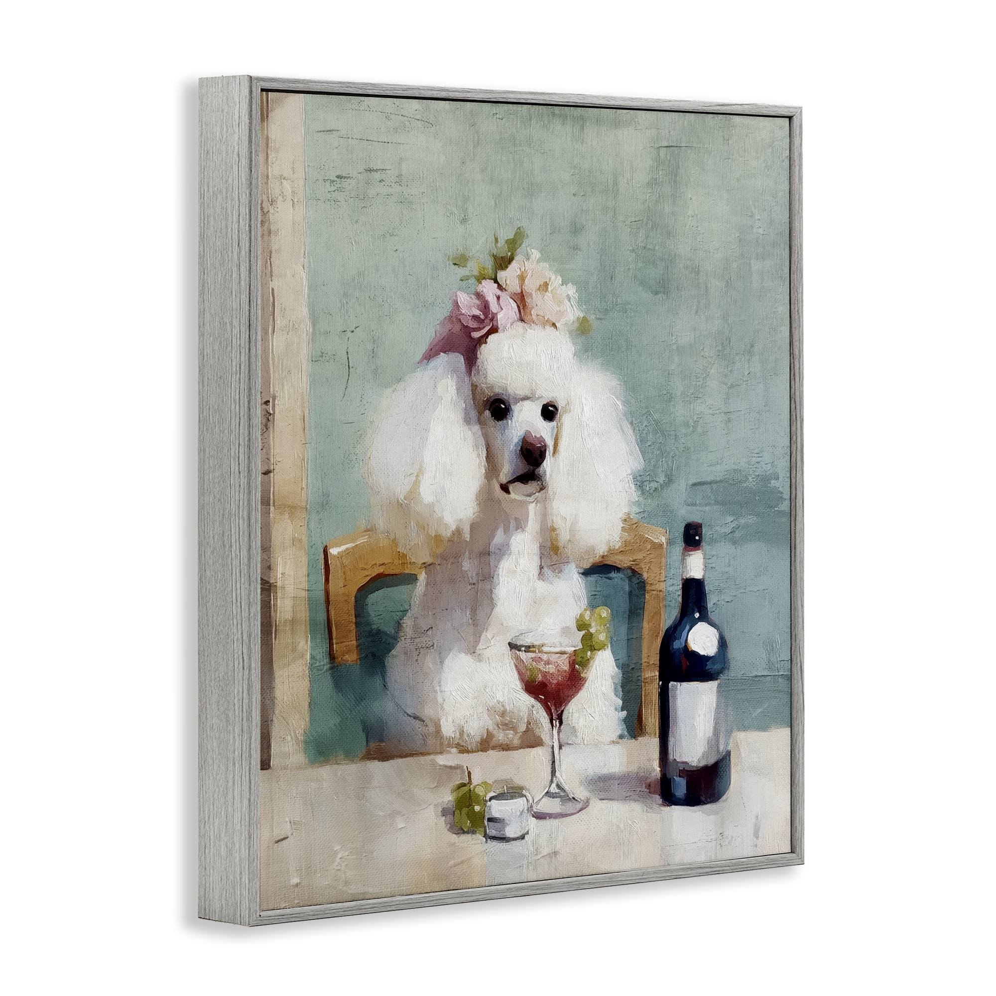 Stupell Industries Poodle At Lunch Gray Framed Giclee Art, design by Annabelle Hall