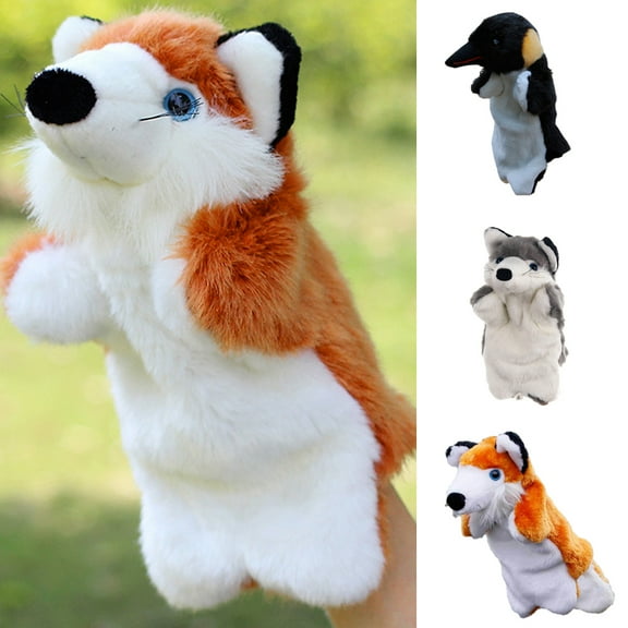 shenmeida 25cm Fox Puppet Handy Puppet Muppets Animal Plush Toys Show Developing Intelligence Gifts for Adults and Kids