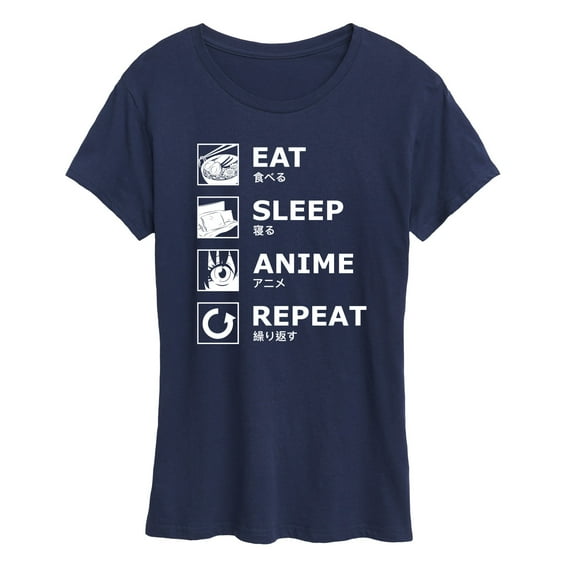 Instant Message - Eat Sleep Anime Repeat - Women's Short Sleeve Graphic T-Shirt
