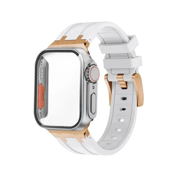 Correa De Lujo Compatible con Apple Watch Silicon Suave, Apariencia Ultra + CASE, 42/44/45/mm