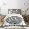 thumbnail image 3 of Ambesonne Geometric Quilted Bedspread Set 2 Pcs, Rounds Lines Square Art, Twin Size, White and Black, 3 of 6
