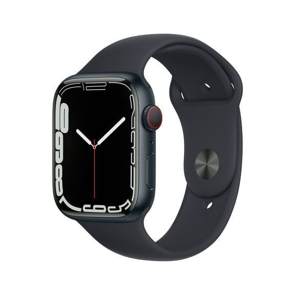 Apple Watch Series 7 GPS Cellular, 45mm Midnight Aluminum Case with Midnight Sport Band - Regular