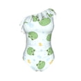 thumbnail image 4 of Yiaed Kawaii Frogs Print Women One Piece Swimsuits Tummy Control One Shoulder Bathing Suits Pattern Ruffle Swimwear-Medium, 4 of 8