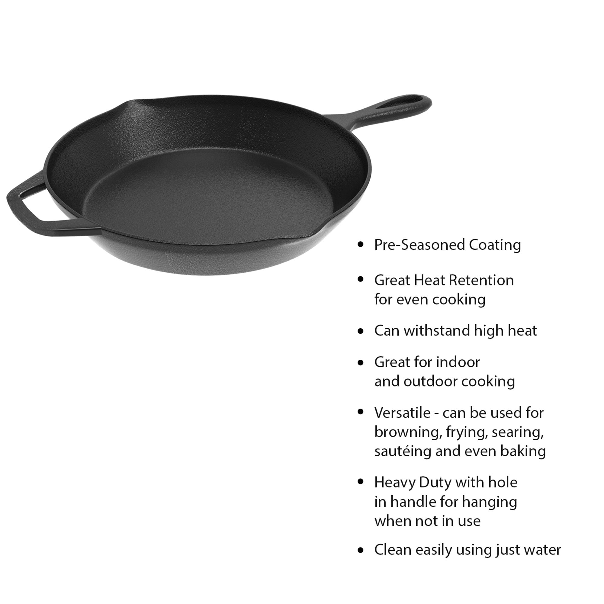 Cast Iron Skillet, Frying Pan With Drip-spouts, Pre-seasoned Oven Safe  Cookware, Camping Indoor And Outdoor Cooking, Grill Safe - Temu