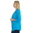 thumbnail image 3 of Simply Ravishing Women's Basic Assymetrical 3/4 Sleeve Open Drape Cardigan, 1X, Baby Blue, 3 of 5