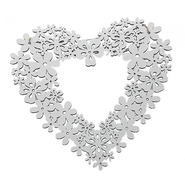 Corona de San Valentín con forma de corazón para colgar en la pared. L Blanco