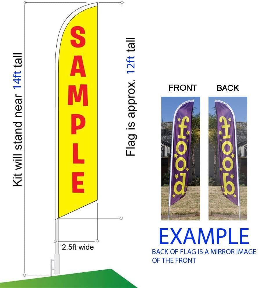 Jugos de Frutas Spanish Advertising Feather Banner Swooper Flag Sign with Flag Pole Kit and Ground Stake