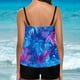 thumbnail image 3 of Trajes de baño tankini para mujer Trajes de baño de dos piezas con espalda de tiras y estampado conservador para mujer Traje de baño de dos piezas para mujer, 3 of 3