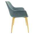 thumbnail image 3 of Markley Modern Leather Dining Arm Chair With Gold Metal Legs - Peacock Blue, 3 of 7