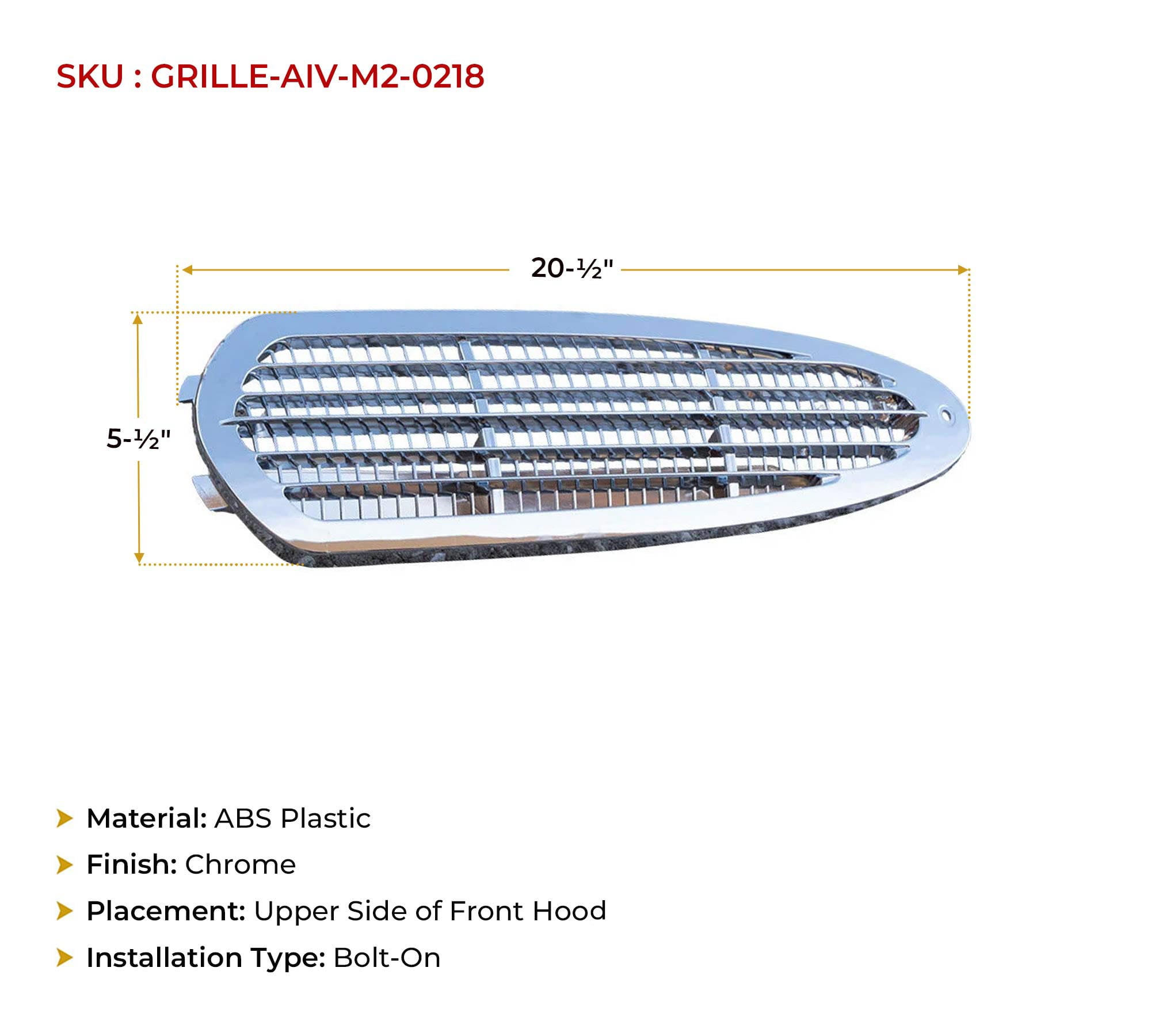 Upper Intake Grille Air Vent Compatible w/ 2002-2018 Freightliner M2 100, 106, 112 Semi Truck, Front Hood Side Air Intake Vent