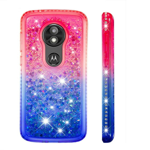 Soatuto Case for Moto E5 play E5 Cruise Case Gradient Quicksand Series Glitter Bling Flowing Liquid Floating TPU Bumper Cushion Protective for Motorola E5 Play / Moto E5 Go / E5 Cruise-Pink Blue