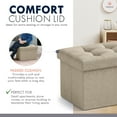 thumbnail image 3 of Ornavo Home 1 Pack Small Storage Ottoman Foldable Collapsible Rectangle Linen Ottoman Foot Rest Stool Seat, for Living Room, Bedroom, Home Office, Dorm - 12 x 16 x 12, Linen Taupe, 3 of 7