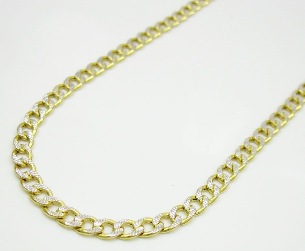 14K Solid Gold 2.4mm Hollow Cuban Curb Chain Lobster Clasp