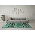 thumbnail image 3 of Ahgly Company Indoor Round Oriental Light Blue Industrial Area Rugs, 8' Round, 3 of 4