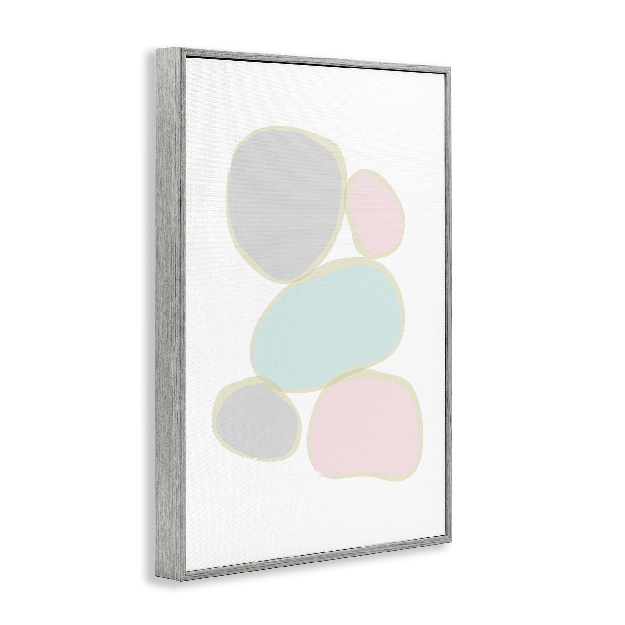 Stupell Industries Minimal Pastel Pebbles Abstract Painting Gray Framed Art Print Wall Art, 16 x 24