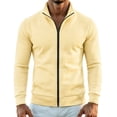 thumbnail image 4 of WIZUTIZ Men's Solid Color Zip Up Hoodless Sweatshirt Jacket Long Sleeve Warm Pocket Outerwear For Winter Daily, 4 of 6