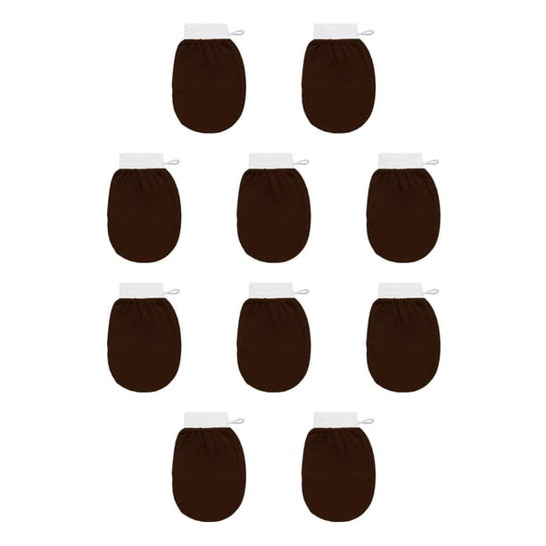 Minnieouse Hogar mujeres hombres portátil baño fregado guante pierna pecho cuerpo depurador guantes herramienta de masaje ducha herramientas Café oscuro 10piezas