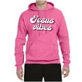thumbnail image 2 of Wild Bobby, Jesus Vibes Inspirational/Christian Unisex Graphic Hoodie Sweatshirt, Neon Pink, Large, 2 of 6