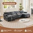 thumbnail image 3 of JONPONY109" U Shaped Couch, 4 Seat Sectional with 4 Throw Pillows, Convertible Upholstery Symmetrical SofÃ¡,High Dense Foam with Double Chaise Lounge  for Living Room,Grey, 3 of 12