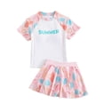 thumbnail image 1 of Hiiyo Big Girls Swimsuit Short Sleeve Rash Guard Shorts Bathing Suit, Sizes 7-12, 1 of 8