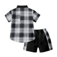 thumbnail image 3 of WOYY Toddler Boys Casual Outfits Short Sleeve Plaid Hooded Shirt Shorts Set, Sizes 4-5T, 3 of 3