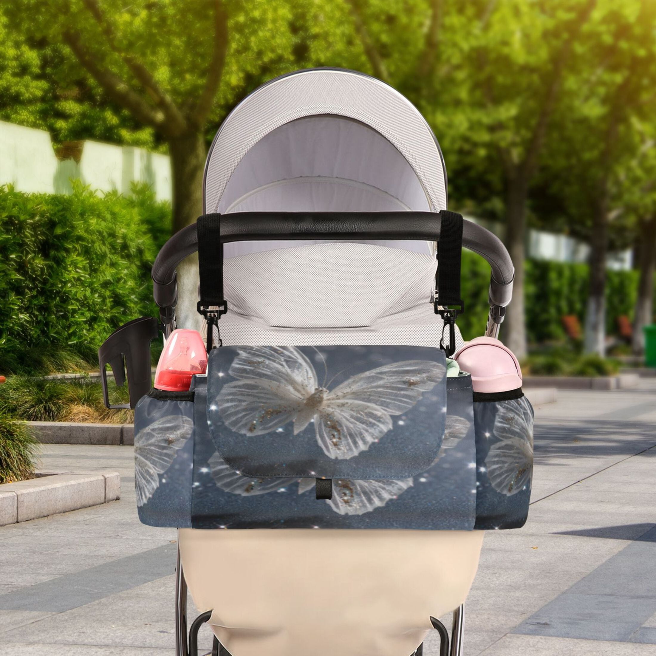 DIXRUYEE Stroller Organizer Starry Butterfly Printed