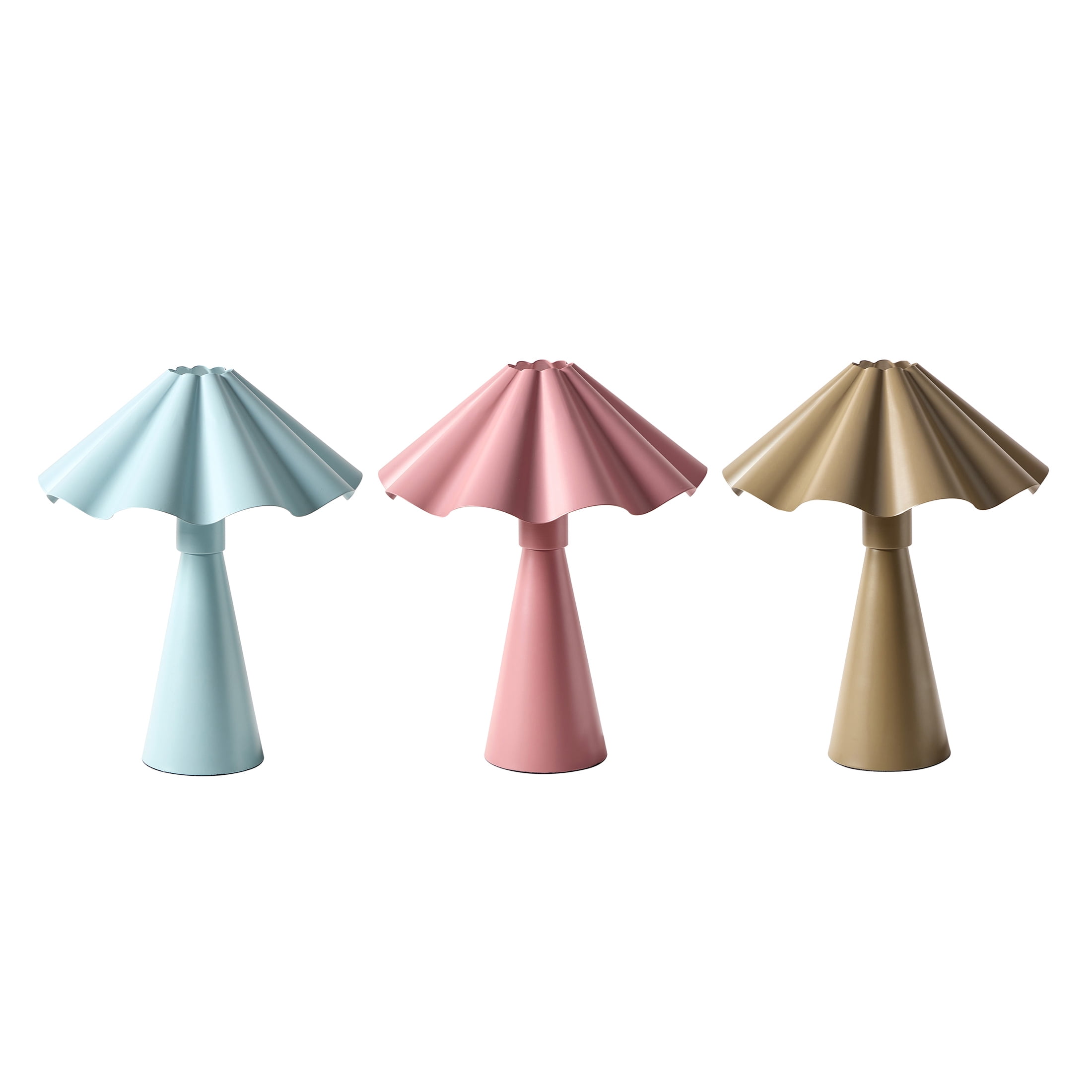 Beautiful 14" Rose Pink Ruffled Enamel Table Lamp by Drew Barrymore