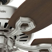Hunter 42 inch Indoor Ceiling Fan with LED Lights - Ceiling Fan with Pull Chain, For Bedroom or Living Room, Standard Mount, No Remote, 5 Blades, Includes Bulbs - Builder 52106, Brushed Nickel