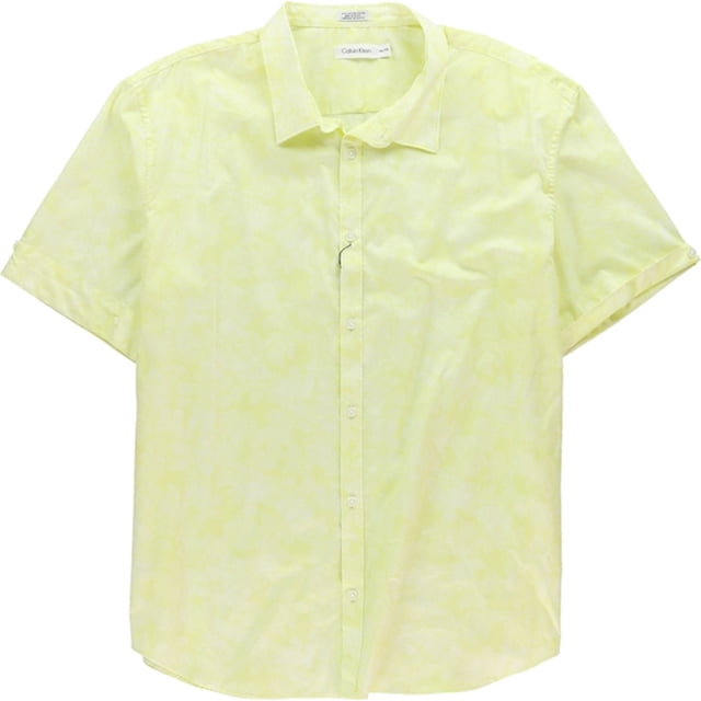Calvin Klein Pastel Button Up Shirt para hombre, amarillo, XX-Large Calvin Klein Botones al frente