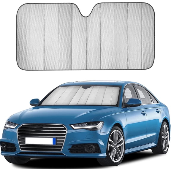 EcoNour Accordion Car Windshield Sun Shade – Gray Foldable Front Window Sunshade (58” x 28”) | UV & Heat Protection | Keeps Vehicle Interior Cool