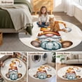 thumbnail image 5 of Fall Pumpkins Round Area Rug 4Ft Washable Circle Rugs for Bedroom Dining Room, Thanksgiving Gnomes Maple Leaf on Linen Non-Slip Carpet Floor Mats Indoor Outdoor Carpet Runner Aesthetic Home Decor, 5 of 8