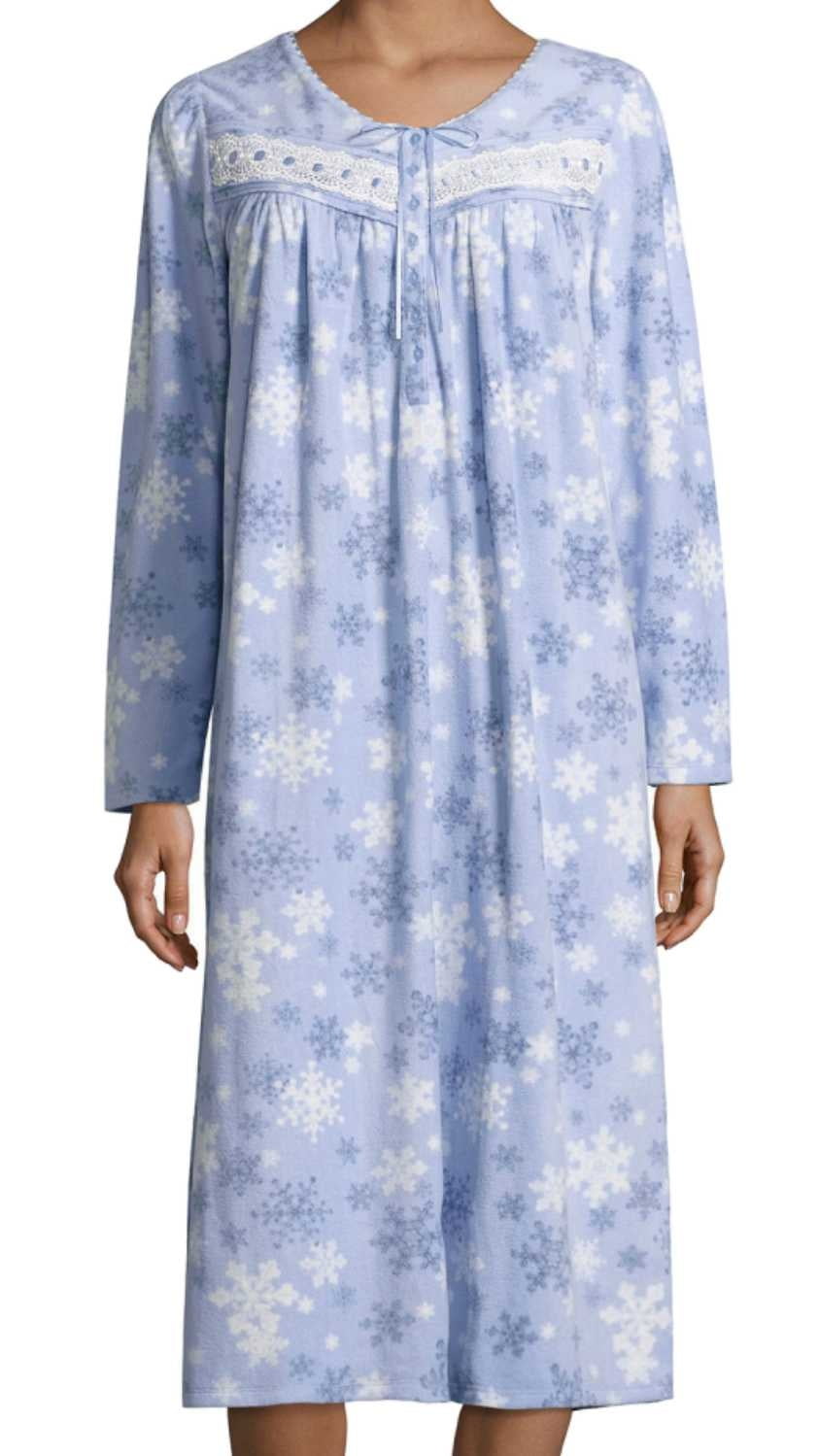 adonna womens fleece nightgown long sleeve round neck