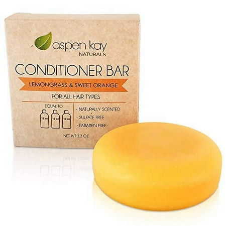 Solid Conditioner Bar, Made With Natural & Organic Ingredients, All Hair Types including frizzy hair, Sulfate-Free, Cruelty-Free & Vegan 2.3 Ounce Bar. (Lemongrass & Sweet Orange)