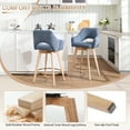 thumbnail image 6 of Zesthouse 26.8″ Swivel Counter Height Bar Stools Set of 2, Upholstered Linen Bar Stools with Back and Wood Legs, Mid Century Modern Barstool Island Chairs for Kitchen Counter, Blue, 6 of 10