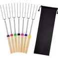 thumbnail image 1 of Palillos para asar, brochetas para fogatas, salchichas telescópicas, barbacoa, tenedores para perros calientes, bolsa de transporte portátil para parrilla y fogata, 8 Uds., 1 of 5