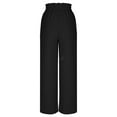 thumbnail image 4 of SuTry Women's Plus Trousers Loose Solid Color High Waist Wide-Leg Pants with Smocked Waistband Drawstring Side Slits Breathable Style(Black,L), 4 of 5