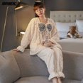 thumbnail image 3 of Conjunto de pijamas de Coral Jacquard de talla grande 3XL 4XL para mujer, ropa de dormir térmica estilo Teddy para mujer, Pijama largo regordete para chicas Kawaii, 3 of 5