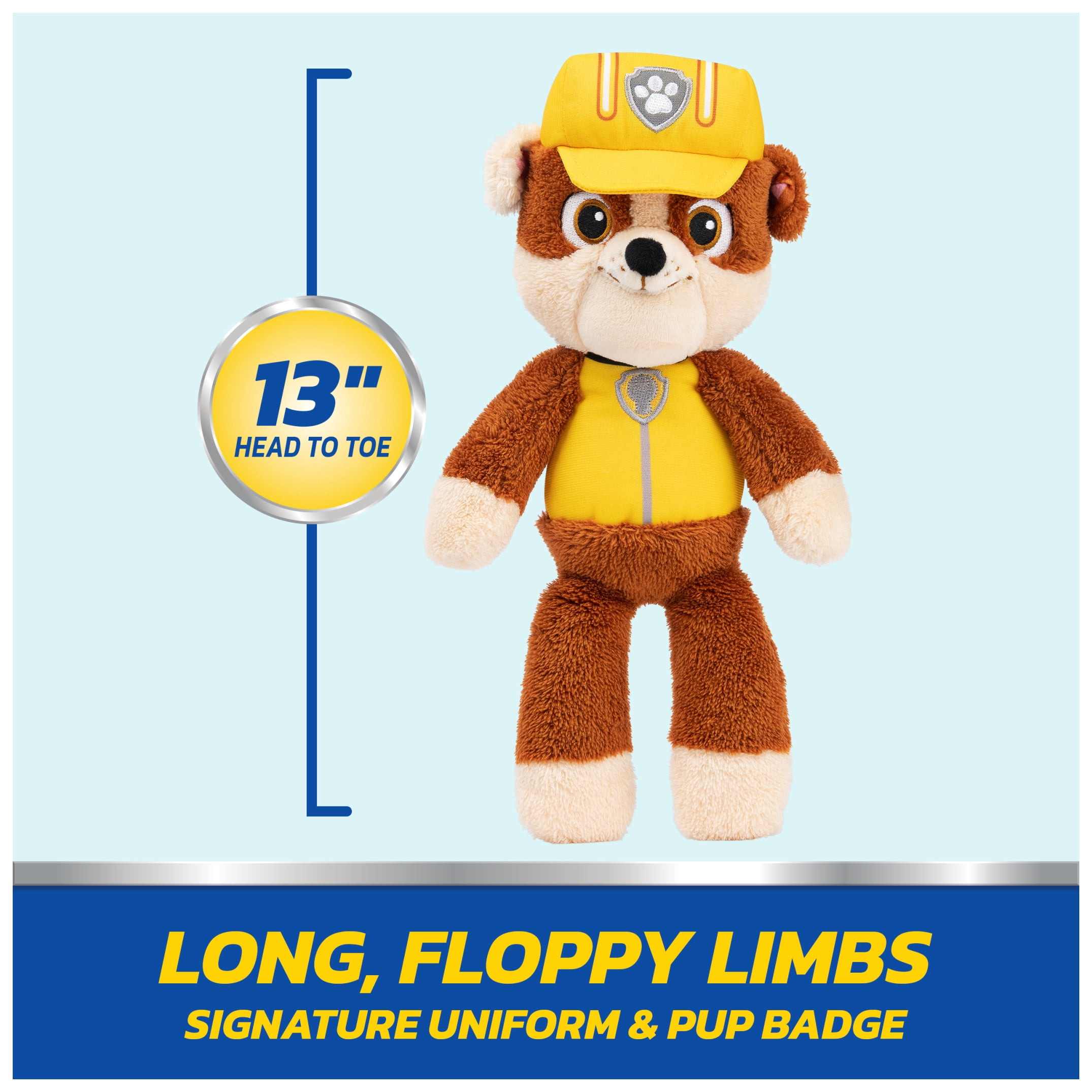 GUND PAW Patrol Official Rubble Take Along Buddy Plush Toy, Premium Stuffed Animal for Ages 1 & Up, Yellow/Brown, 13”
