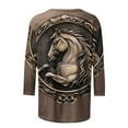 thumbnail image 5 of LbsKUS Animal Graphic Tee Top Horse Tshirt Tops Funny Cute 3/4 Sleeve Tunic Shirt 2024 Spring Summer Blouse Gift Shirts Trendy Dressy Blouses Loose Top Stretchy Shirt,Brown,XL, 5 of 5