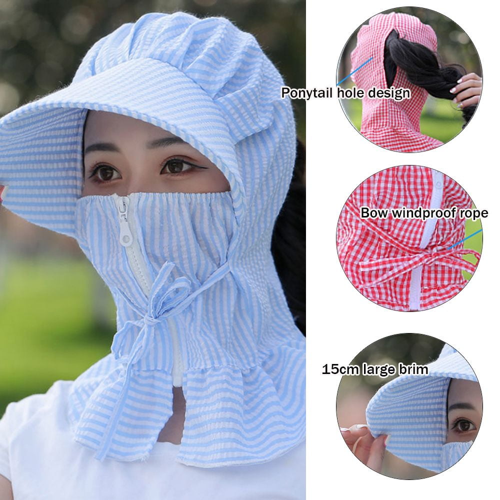 Fashion （pink Cap Shawl）2019 Women's Foldable Sun Hat Wide Brim Sun Hat  Face Neck Omnibearing UV Protec RA