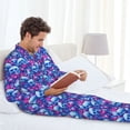 thumbnail image 6 of Yiaed blue Skull purple flower Print Men’s Pajamas Set - Long Sleeve Button Down Sleep Shirt and Pajama Bottoms Sleepwear Set Mens Pjs Sets Men's Pajama Bottoms-X-Large, 6 of 7