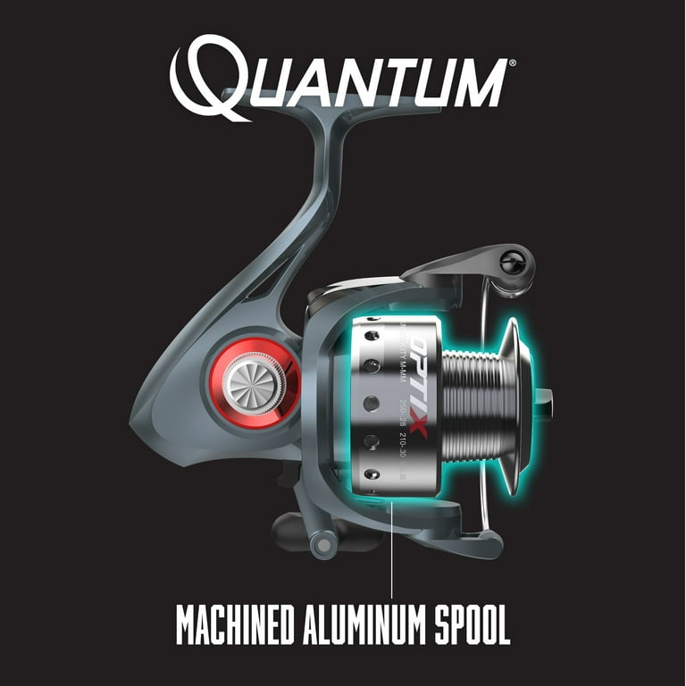  Optix Spinning Fishing Reel,Size 20 Reel,Changeable Right-or  Left-Hand Retrieve,Aluminum Spool,Stainless Steel Bail Wire,Continuous  Anti-Reverse Clutch,52:1 Gear Ratio,Silver,Clam Packaging