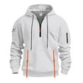 thumbnail image 2 of Momasggi Tactical Hoodies for Men Quarter Zip Pullover Tops Casual Long Sleeve Textured Hoodie Fashion Fall Winter Hooded Sweatshirt with Pockets White 2XL, 2 of 8