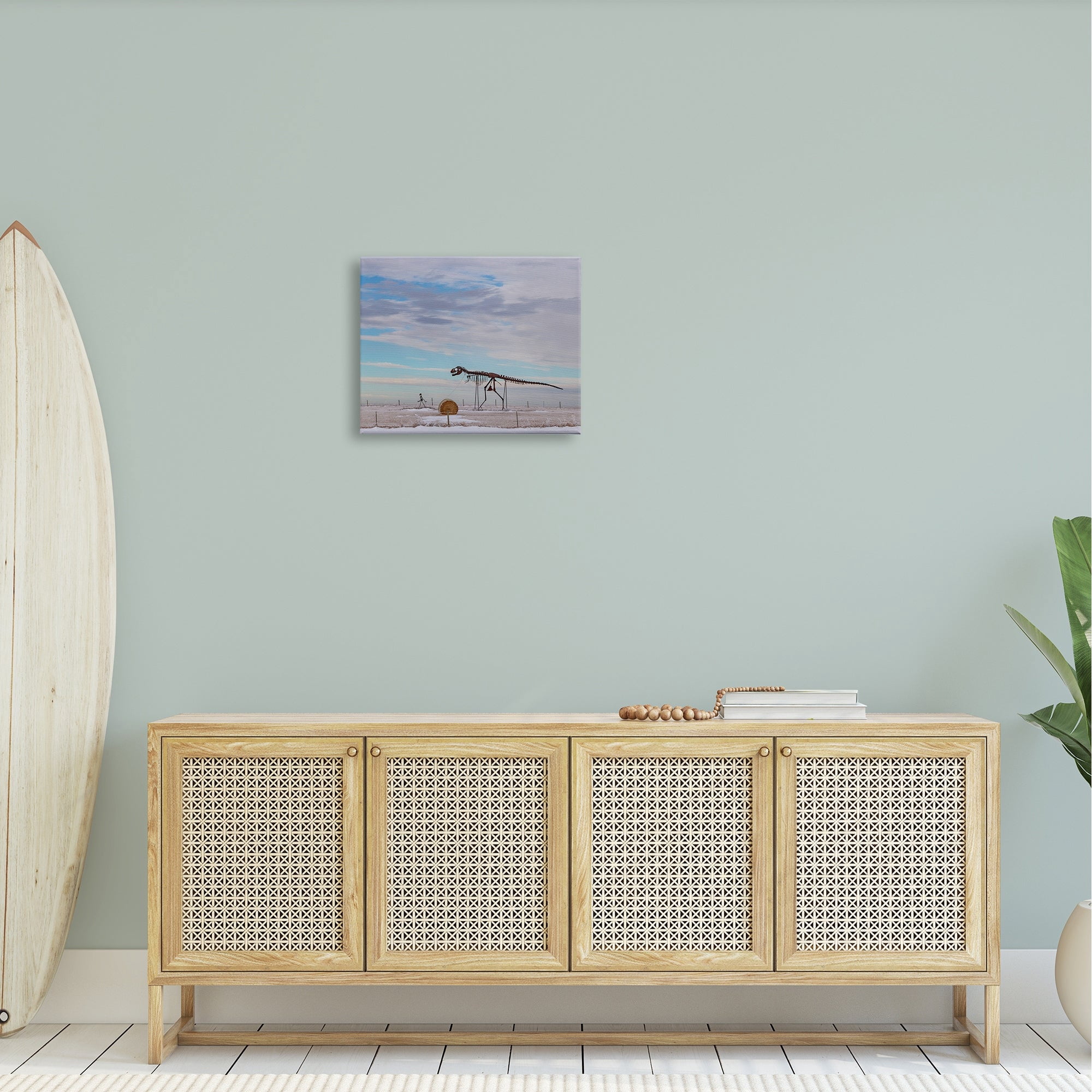 Stupell Industries Person Walking Dinosaur Skeleton Beach Sand Dunes Photograph Gallery Wrapped Canvas Print Wall Art, Design by Jeff Poe Photography