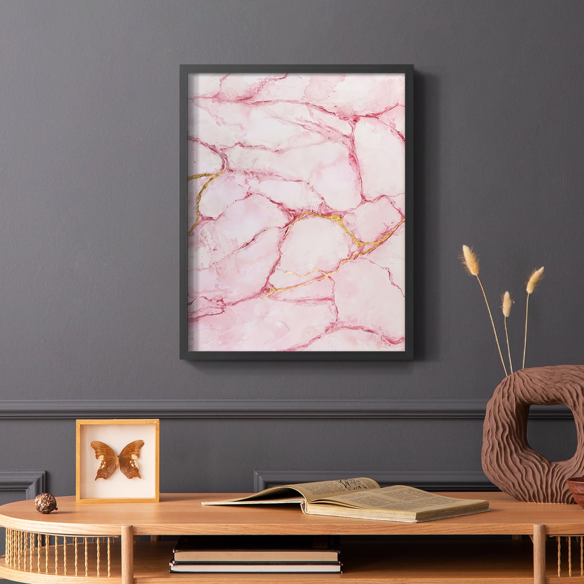 Rose Marble I in Black Solid Wood 8 x 10 Framed Print