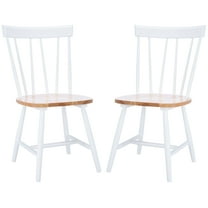 SAFAVIEH Kealey Dining Chair, Natural/White, Set of 2 (19.5 in. W x 17.3 in. D x 35 in. H)