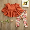thumbnail image 3 of 6M-5Y Toddler Baby Kid Girls Flower Clothing Set Autumn Long Sleeve Ruffles Tops + Floral Pants Outfits, 3 of 6